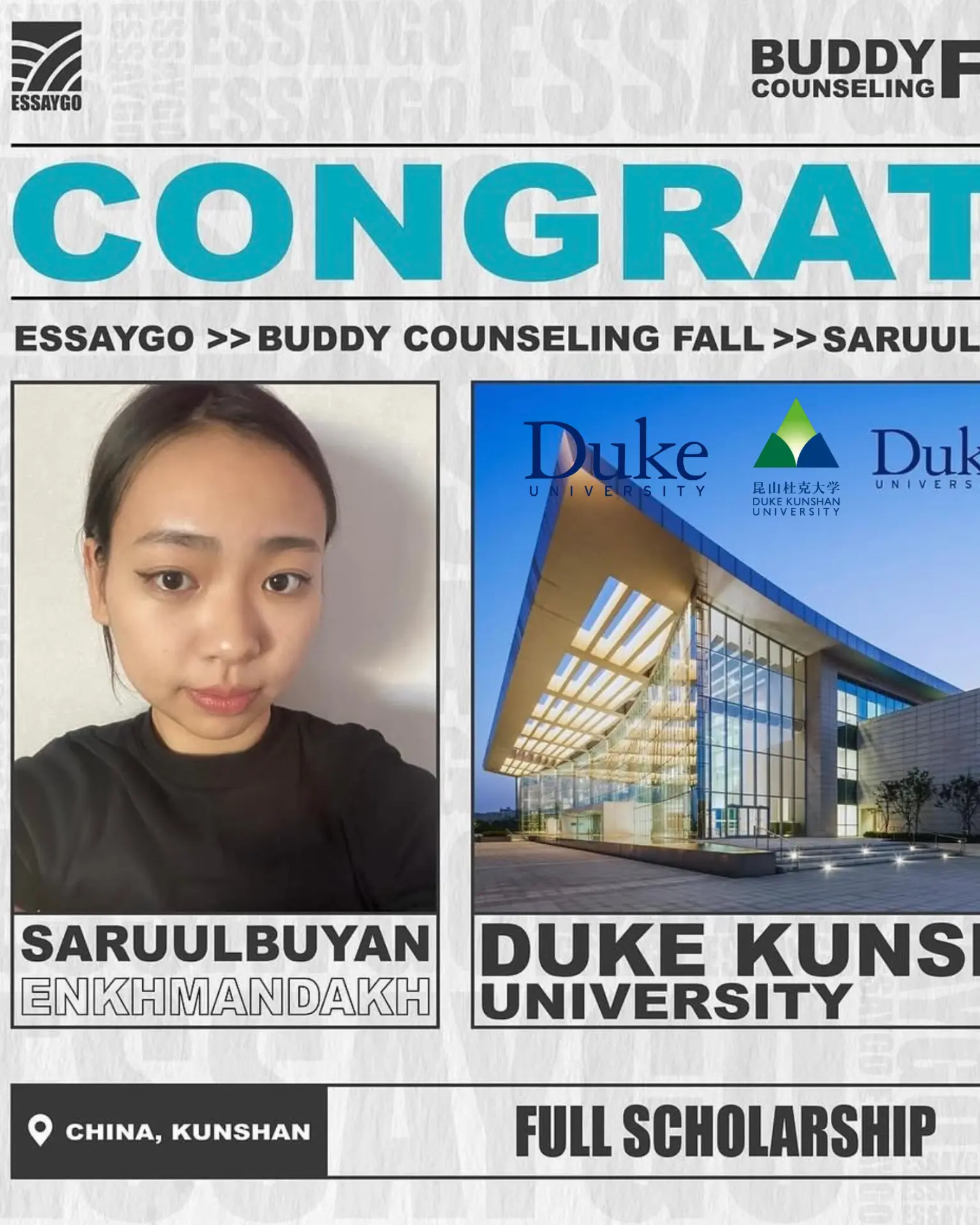 Saruulbuyan Enkhmandakh — Duke Kunshan University acceptance